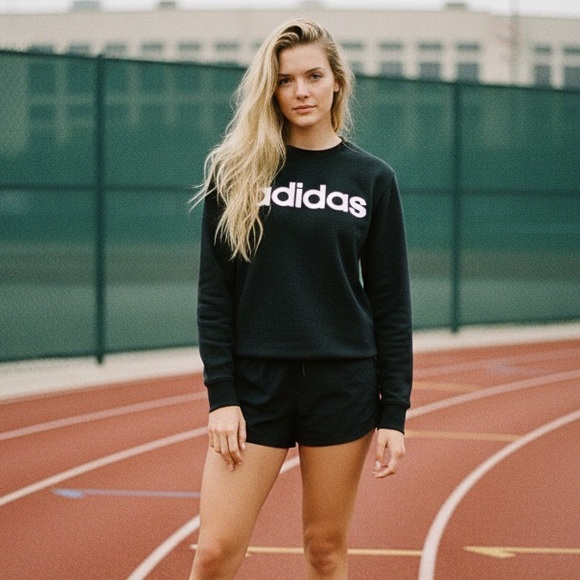 Adidas Tops - Adidas Women’s Cropped Logo Crewneck Sweatshirt Charcoal Gray XS Athleisure